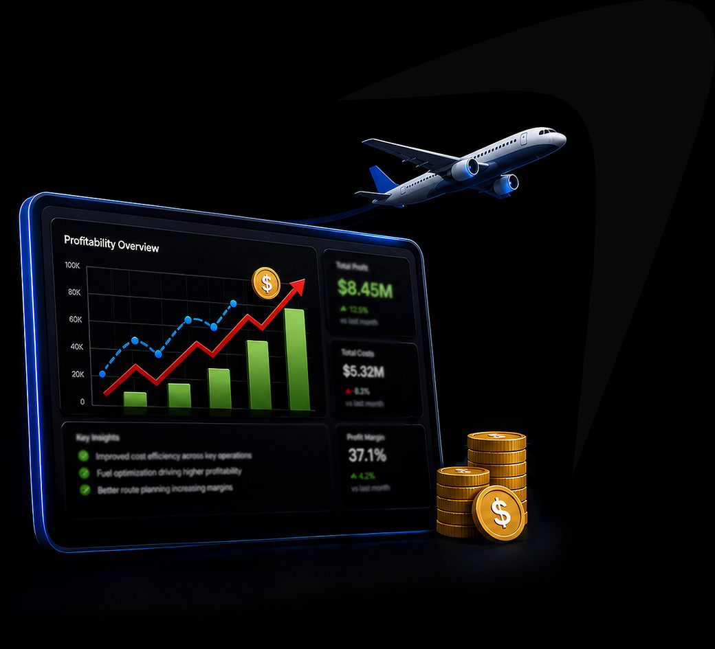 SkyTRAACS airline profitability analytics dashboard